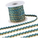 thumbnail image 1 of Cinta zigzag metálica azul y dorada de 16,4 yardas x 5 mm con flecos ondulados, brillante, con borde ondulado, encaje tejido y cinta en zigzag., 1 of 9