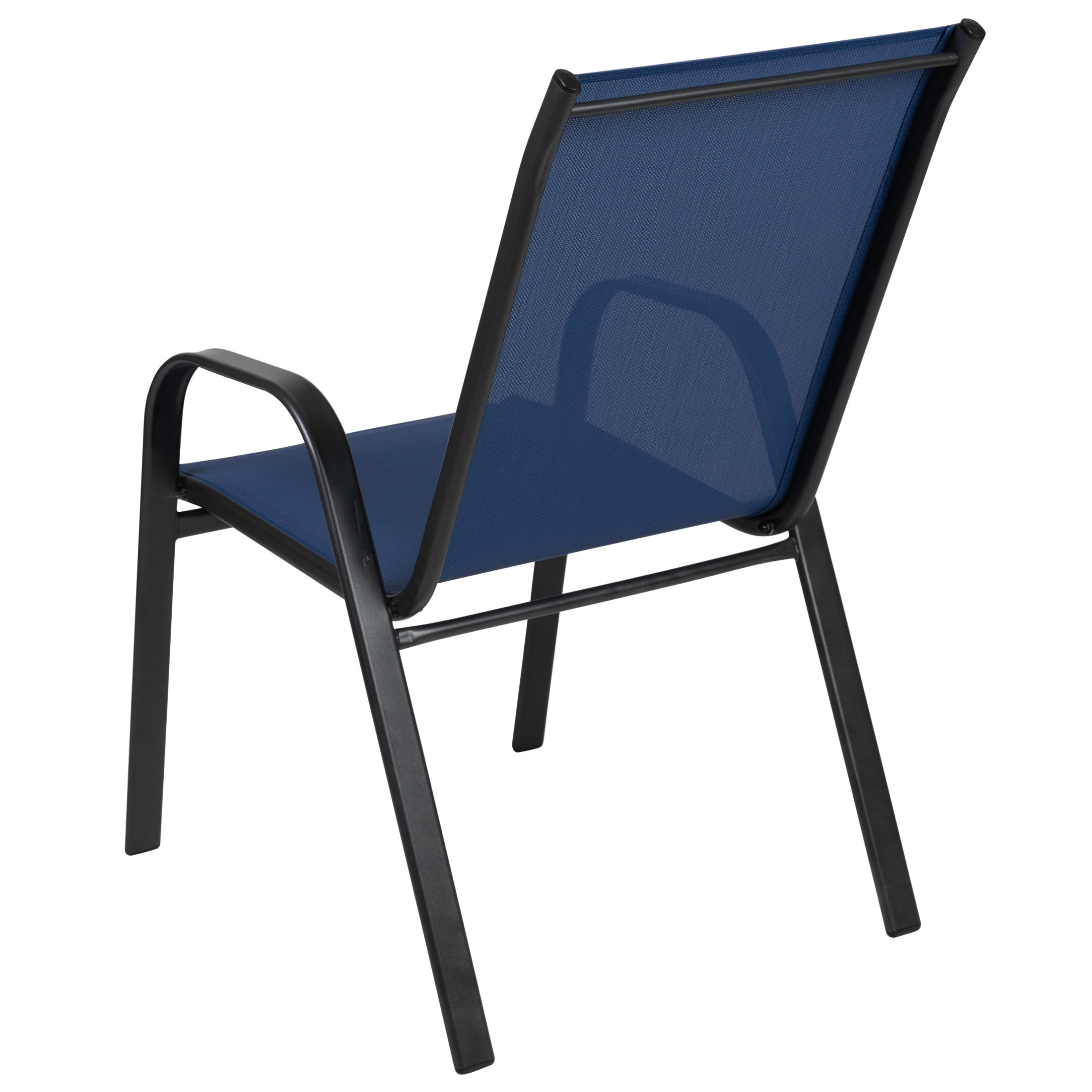 Flash Furniture Brazos Series Outdoor Flex Comfort Stackable Patio Chairs, Set of 4, Navy