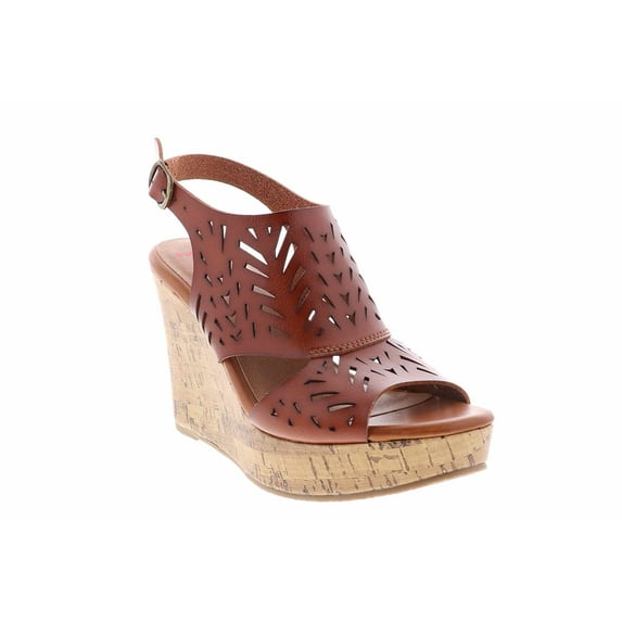 Jellypop Freya Cognac Wedge Sandal Beige in Size 9