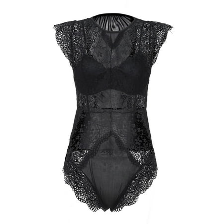 

nsendm Lace Women Sleepwear S-3XL Underwire Fashion Lingerie Bodysuit Sexy Jumpsuit Sexy Leopard Lingerie for Women Underwear Black Medium