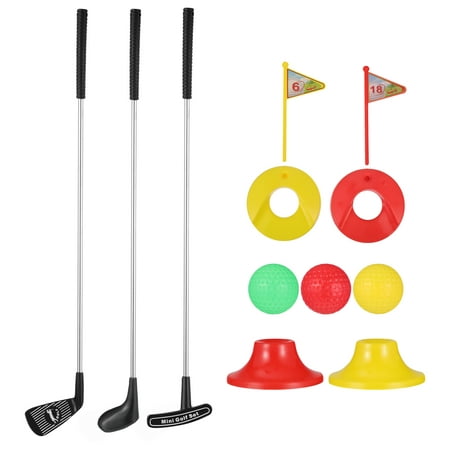 

NUOLUX Kids Clubs Set 12pcs Toys Includes 3 Clubs 2 Practice Holes 2 Tees 2 Flags and 3 Balls