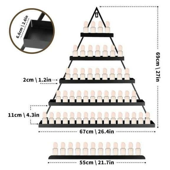 5 - Tier Pyramid Wall - Mount Shelf for Salon, Spa & Home - Versatile Storage for Perfumes, Essential Oils & Nail Polishes - Perfect for Retail & Beauty Accessory Display