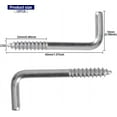 thumbnail image 4 of 12pcs Square Bend Hooks,M3.7-40x15mm Self-Tapping L Shape Right Angle Wall Hook for Hang Display Medal Jewelry, Zinc Plated, 4 of 8