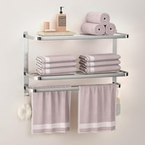 3-Tier Towel Racks for Bathroom with Towel Bars Multilayer Hotel Towel Shelf Stainless Steel Wall-Mounted Brushed Finish Holder with Towel Shelves 23 Inches