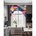 thumbnail image 3 of Colorful Shabby Rhombus Swag Valances for Windows, Small Curtains Drapes, Vintage Abstract Art Kitchen Window Curtains Over Sink Rod Pocket Window Treatment Valance for Bedroom/Bathroom 56"x36", 3 of 5