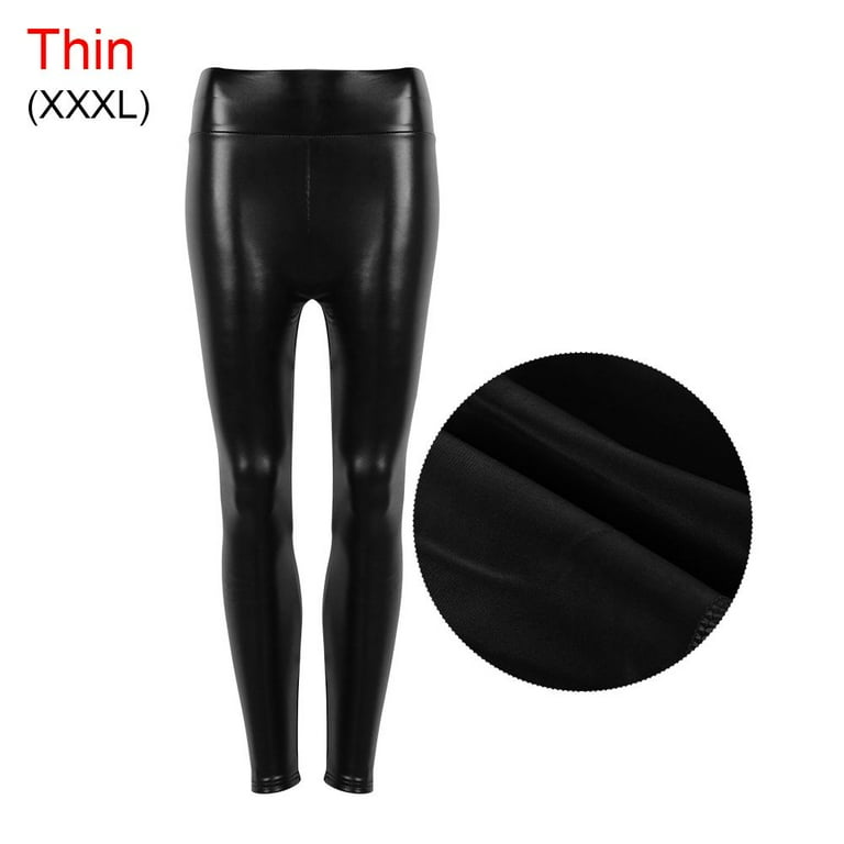 Super Elastic Brushed Stretchy Black Tight Leggings Trousers PU