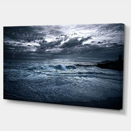 Design Art Sochi Sea Storm in Blue Modern Landscape Photographic Print on Wrapped (Best Landscape Designs In The World)