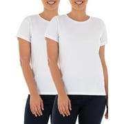 Time and Tru Women's Crewneck Tee with Short Sleeves, 2-Pack, Size XS-XXXL