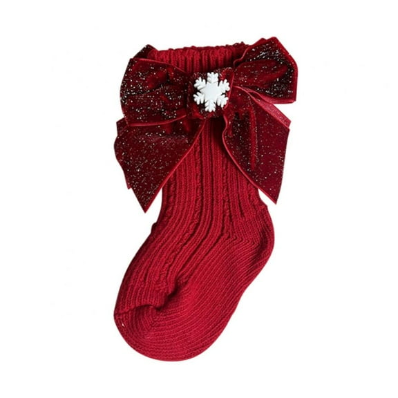 BULLPIANO Little Girls Boys Socks with Grips Toddlers Bow Stockings Newborn Infant Non-Slip Sock Long Socks For Girls Christmas Socks