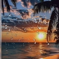 thumbnail image 5 of Orinice  Ocean Beach Shower Curtain Sunset Coastal Sunrise Hawaii Palm Tree Tropical Seaside Scenic Landscape Nature Scenery Bathroom Decor Curtain with Hooks, 69x72, 5 of 7