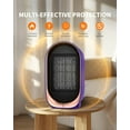 thumbnail image 3 of Space Heater, Portable Heater for Indoor Use, Small Electric Heaters with Overheat & Tip-Over Protection, Mini Desk Heaters for Office Bedroom Bathroom, Compact & Efficient Heating, Purple, 3 of 14