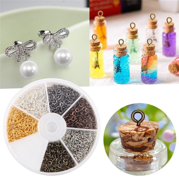 Clearance Office&Craft&Stationery under $5 600 Pcs Hooks Screw 8 X 4 Mm Pins For Jewelry Making DIY Crafts Eyelets Screw Threaded Silver Clasps Hooks 6 Colors