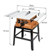 Table Saw, 10-Inch 15-Amp Portable Table Saw 1800W, Cutting Speed Up to 5000RPM, 90° Cross Cut & 0-45° Bevel Cut Adjustable Blade Height for woodworking