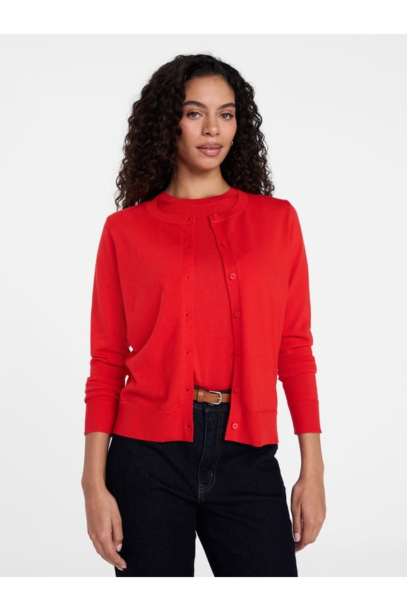 Women's Fine Gauge Cardigan Sweater with Long Sleeves, Lightweight, Sizes XS-XXXL