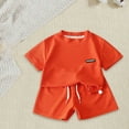 thumbnail image 2 of Ruyang Kids Cotton 2 Piece Matching Set for Boys Girls Short Sleeve Top + Drawstring Shorts Athletic Outfits Loose Lounge Set, 2 of 9