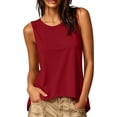 thumbnail image 2 of SwiftWear Women's Crew Neck Tank Top with Asymmetric Hem Cross Back Summer Sleeveless Casual Top Soft Stretch Everyday Wear​, 2 of 8
