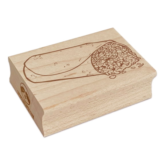 Tasty Stuffed Burrito Mexican Food Rectangle Rubber Stamp Stamping Scrapbooking Crafting - Small 1.7in