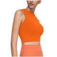 thumbnail image 4 of Bxsruta Sports Bras for Women Racerback High Neck Longline Padded Workout Crop Tank Tops with Built in Bra Orange XL, 4 of 4