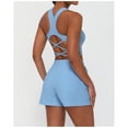 thumbnail image 6 of PISONIC Women 2 Piece Workout Sets High Waisted Biker Shorts with Pockets Built in Bra Racerback Tank Tops, 6 of 7