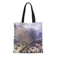 thumbnail image 1 of KDAGR Canvas Tote Bag Crowds Boulevard Des Capucines By Claude Monet Fine Impressionism Reusable Handbag Shoulder Grocery Shopping Bags, 1 of 1