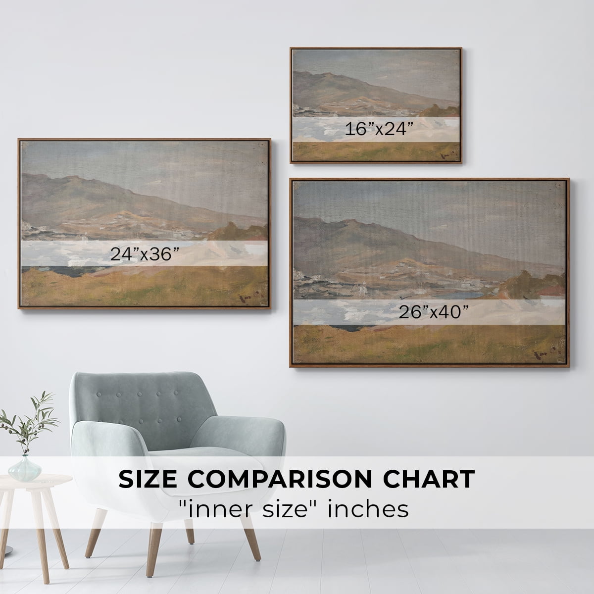 Vintage Landscape-CCCXCVII By Wexford Home Framed in Walnut Wood Gallery Wrapped Canvas 17 in. x 25 in.