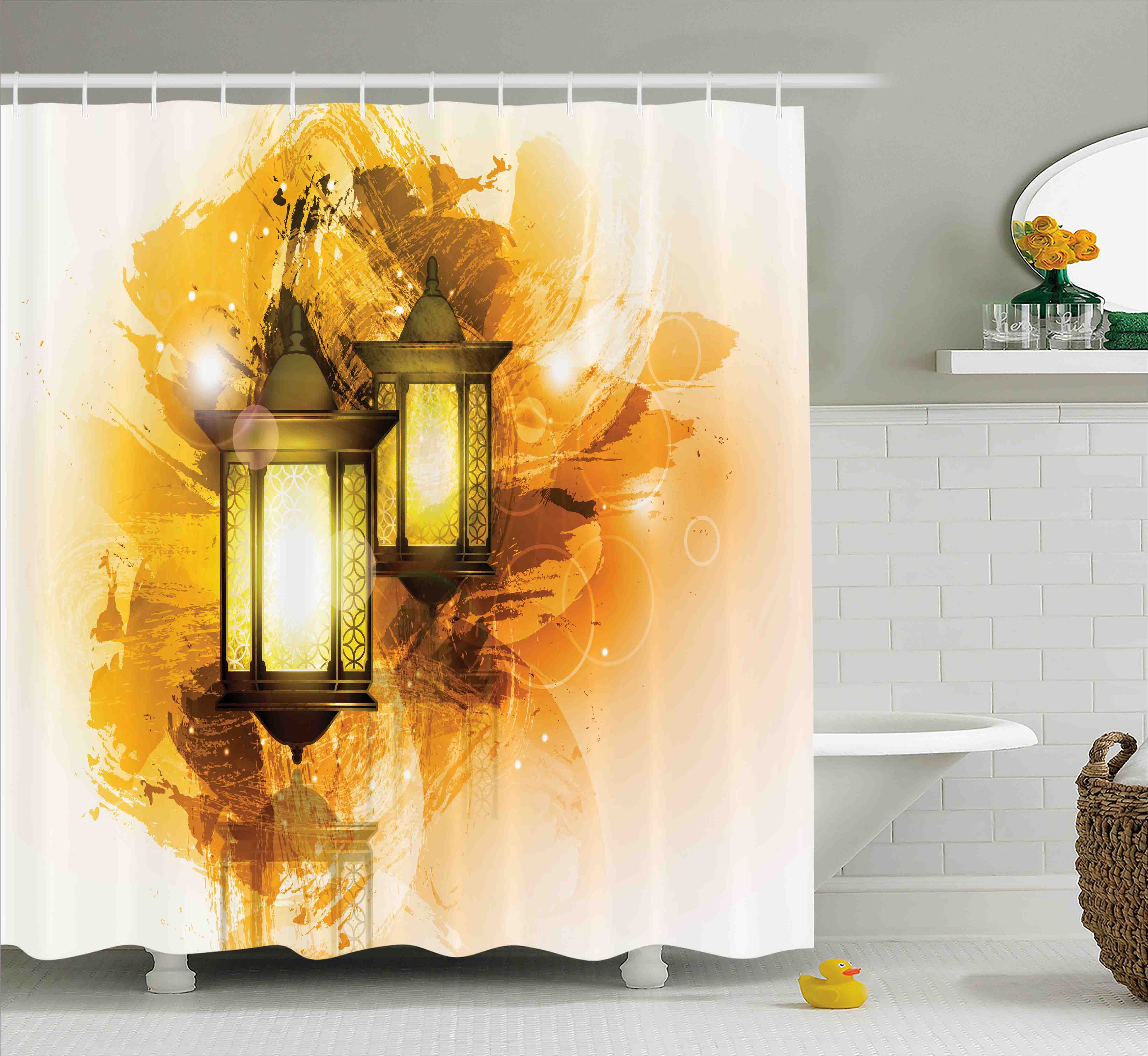Arabesque Shower Curtain, Urban Ramadan Kareem Lanterns Antique Islamic Culture... by Kozmos