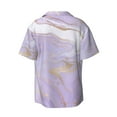 thumbnail image 2 of Easygdp Lavender Glitter Foil Stripes Men's Casual Short-sleeved Shirt with Pocket and Button Suitable for Beach Vacation Leisure - 3X-Large, 2 of 7