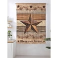 thumbnail image 2 of Sheer Curtains 72 Inches Long, Western Texas Star Retro Semi Sheer Curtains Light Filtering Window Treatment, Vintage Farmhouse Berry Brown Wood Privacy Voile Drapes for Living Room 52x72 Inch, 2 of 7