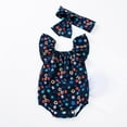 thumbnail image 5 of Utlike Baby Girls Bodysuits Summer Butterfly Sleeves Romper Flower Fruit Print Headband Casual Lightweight Playsuits For Infant Size 3 Months-6 Months, 5 of 5