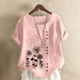 thumbnail image 3 of Sentuca Womens Short Sleeve Casual Shirts Round Neck Oversized Print Tops Pink 3XL, 3 of 3