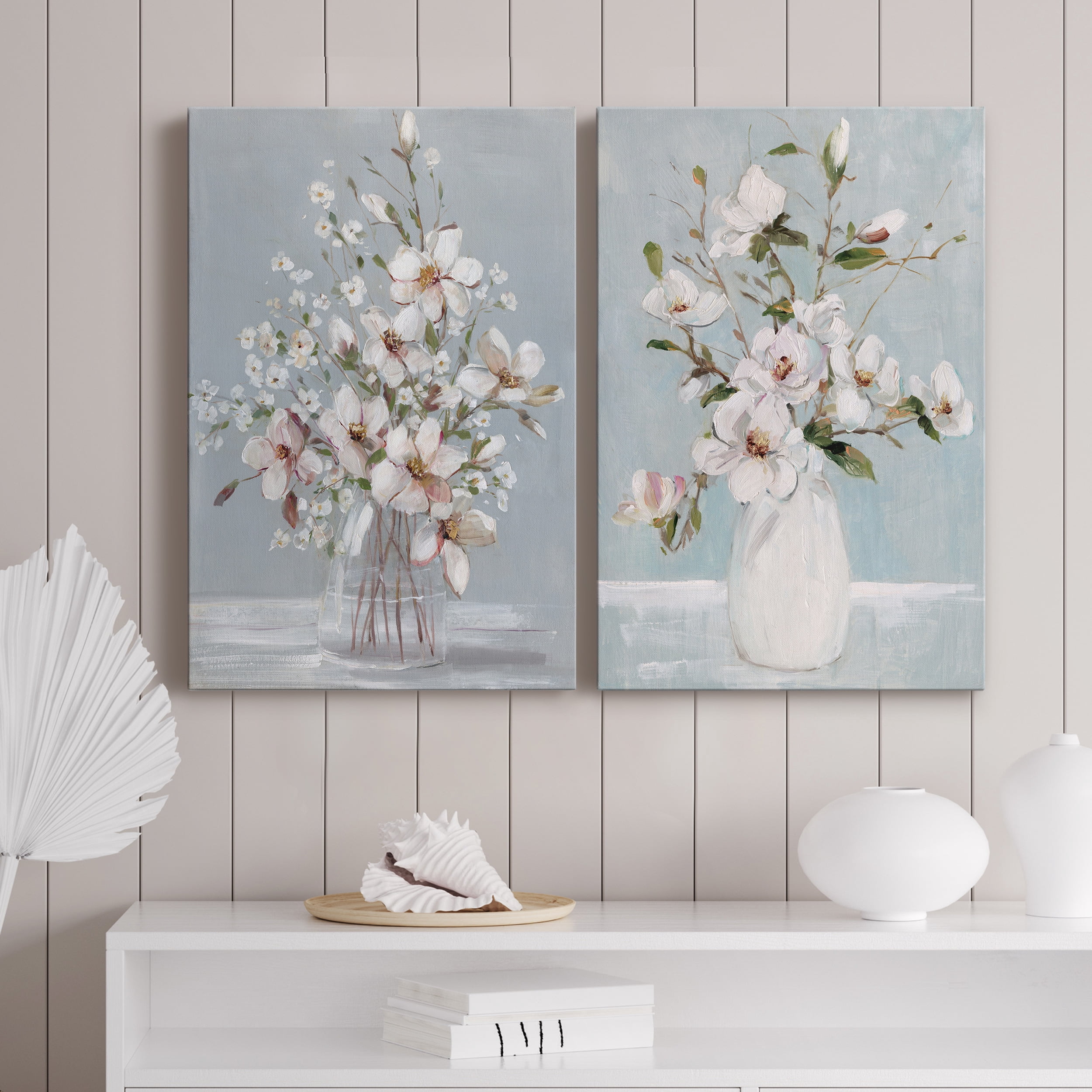Magnolia Romance Premium Gallery Wrapped Canvas - Ready to Hang - Set of 2 - 18 x 27 Each