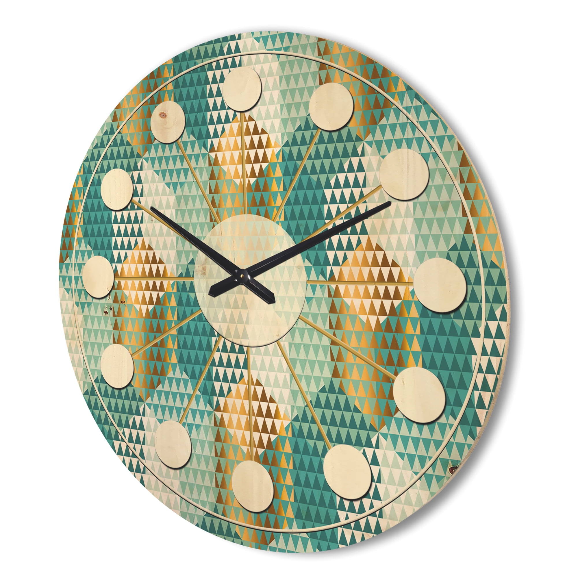 Designart 'Hexagon Retro Pattern VIII' Mid-Century Modern Wood Wall Clock