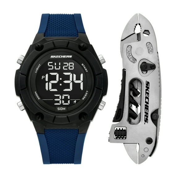 Skechers Men's Sets Digital Blue Polyurethane Watch