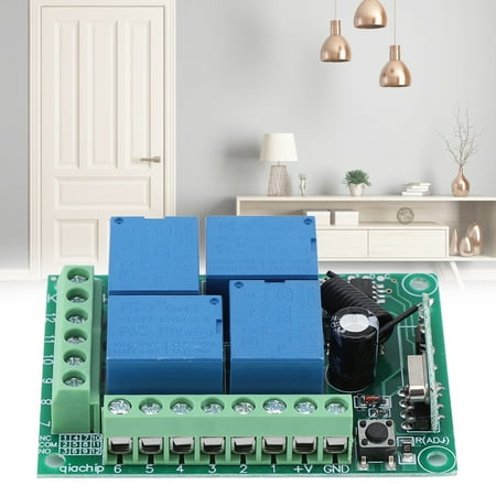 

OTVIAP 12V 433Mhz 4CH Channel Relay RF Wireless Garage Doors Remote Control Switch Receiver Module Remote Switches Wireless Remote Switch