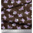 thumbnail image 2 of Soimoi Brown Silk Fabric Circle & Peony Floral Printed Fabric 1 Yard 44 Inch Wide, 2 of 3