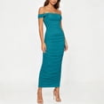 thumbnail image 3 of LEAVINGSUO Summer Dresses For Women Fashion Skirt Sleeveless Off-The-Shoulder Sleeveless High Waist Dresses Solid Color Mint Green S, 3 of 6