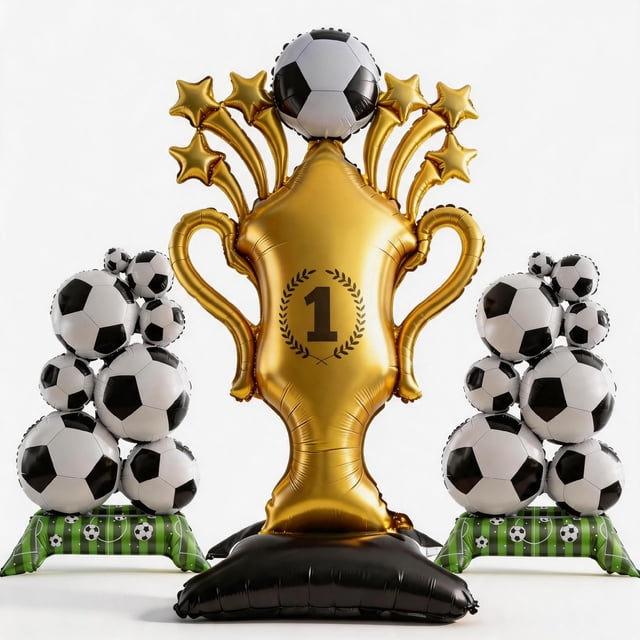 Set de globos de fútbol FUCIHOMA de 150 cm con trofeo de 98 cm y balones