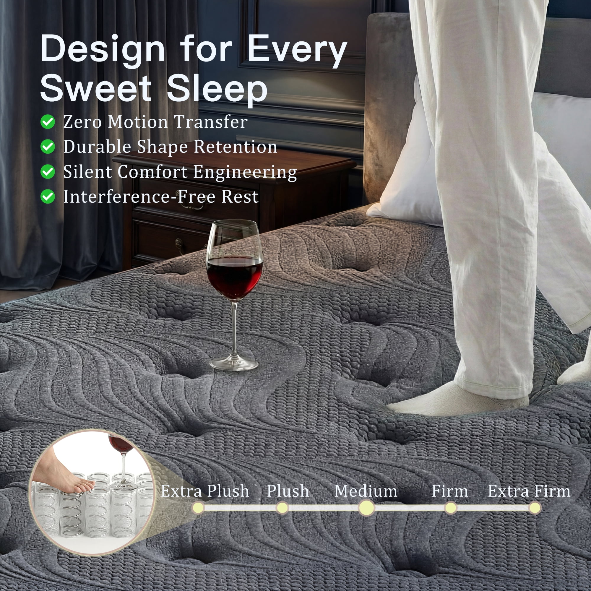 Zoopower 12" King Size Mattress, Medium Firm Pocket Spring Hybrid Mattress in a Box,Edge Support,CertiPUR-US Certified