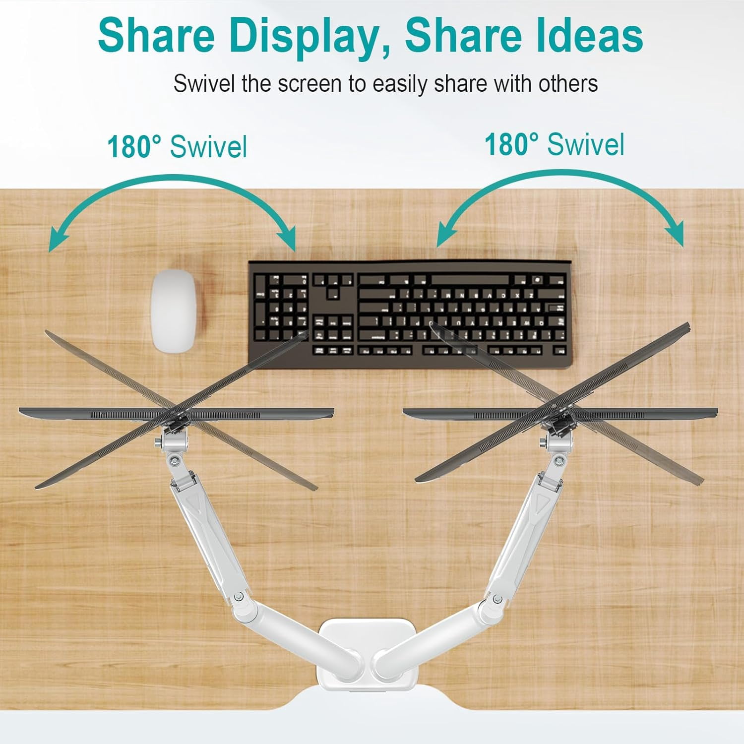 Dual Monitor Mount Fits 13 to 32 Inch Screen, Height Adjustable Monitor Stand for 2 Monitors, Full Motion Display Arm Holds  to 17.6lbs Each, Computer Desk VESA Mount, White