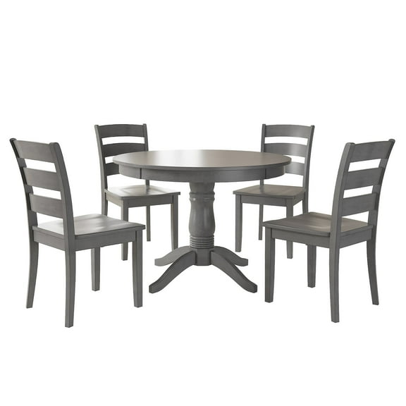 Lexington 5-Piece Wood Dining Round Table and 4 Ladder Back Chairs, Multiple Finishes