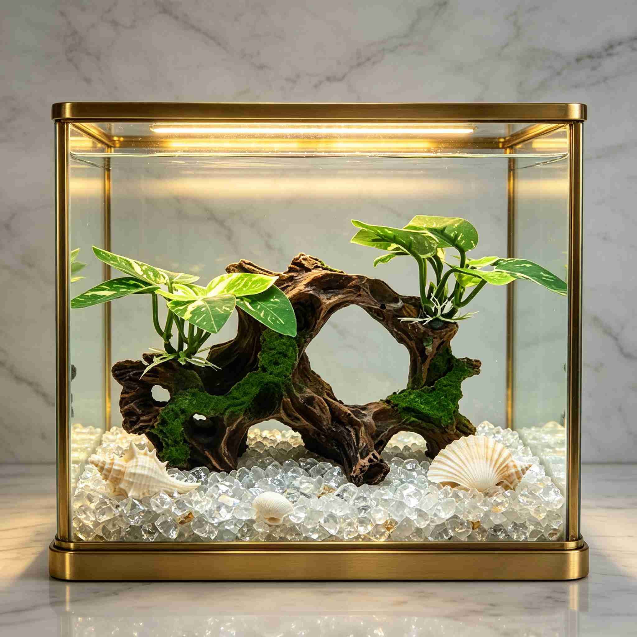 Driftwood Cave Aquarium Decor Set of 8, Silk Aquarium Plants Leaves for Aquarium Decoration and Fish Tank Decoration