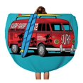 thumbnail image 1 of KDAGR 60 inch Round Beach Towel Blanket Red Beach Van Surf Graphics Colorful Car Vintage Cool Travel Circle Circular Towels Mat Tapestry Beach Throw, 1 of 2