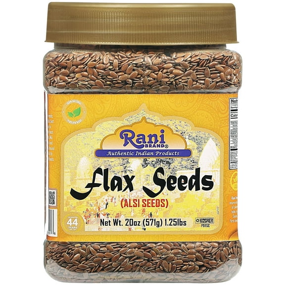 Rani Flax Seeds Whole Raw (Alsi, Linum usitatissimum) 20oz (1.25lbs) 567g PET Jar ~ All Natural | Gluten Friendly | Non-GMO | Vegan | Kosher | Product of USA