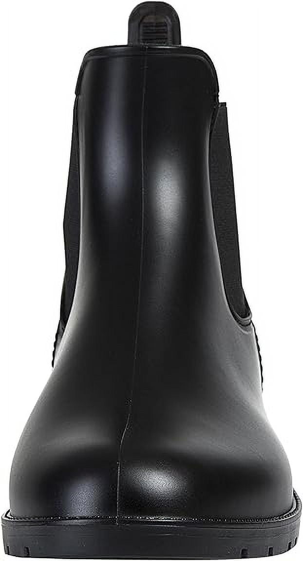 Cyiecw Women's Short Rain Boots Waterproof Anti Slip Rubber Ankle Chelsea Booties Rainboots for Women, Black, Size 11