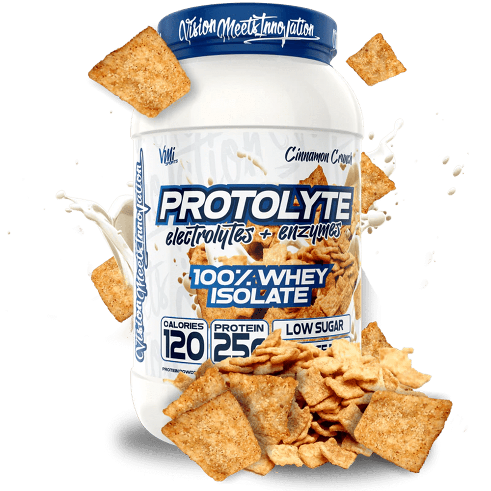 VMI Sports | Protolyte Whey Isolate Protein Powder | Low-Calorie for Weight Loss and Muscle Gain | Non-GMO 1.6 lb (Cinnamon Crunch)
