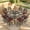 Dark Bronze/Red, variant on VIVIJASON 9-Piece Outdoor Patio Swivel Bar Set, All Weather Cast Aluminum Patio Bar Table and Chairs Set with 8 Cushioned Swivel Bar Stools, Large 64" Square Patio Bar Height Table