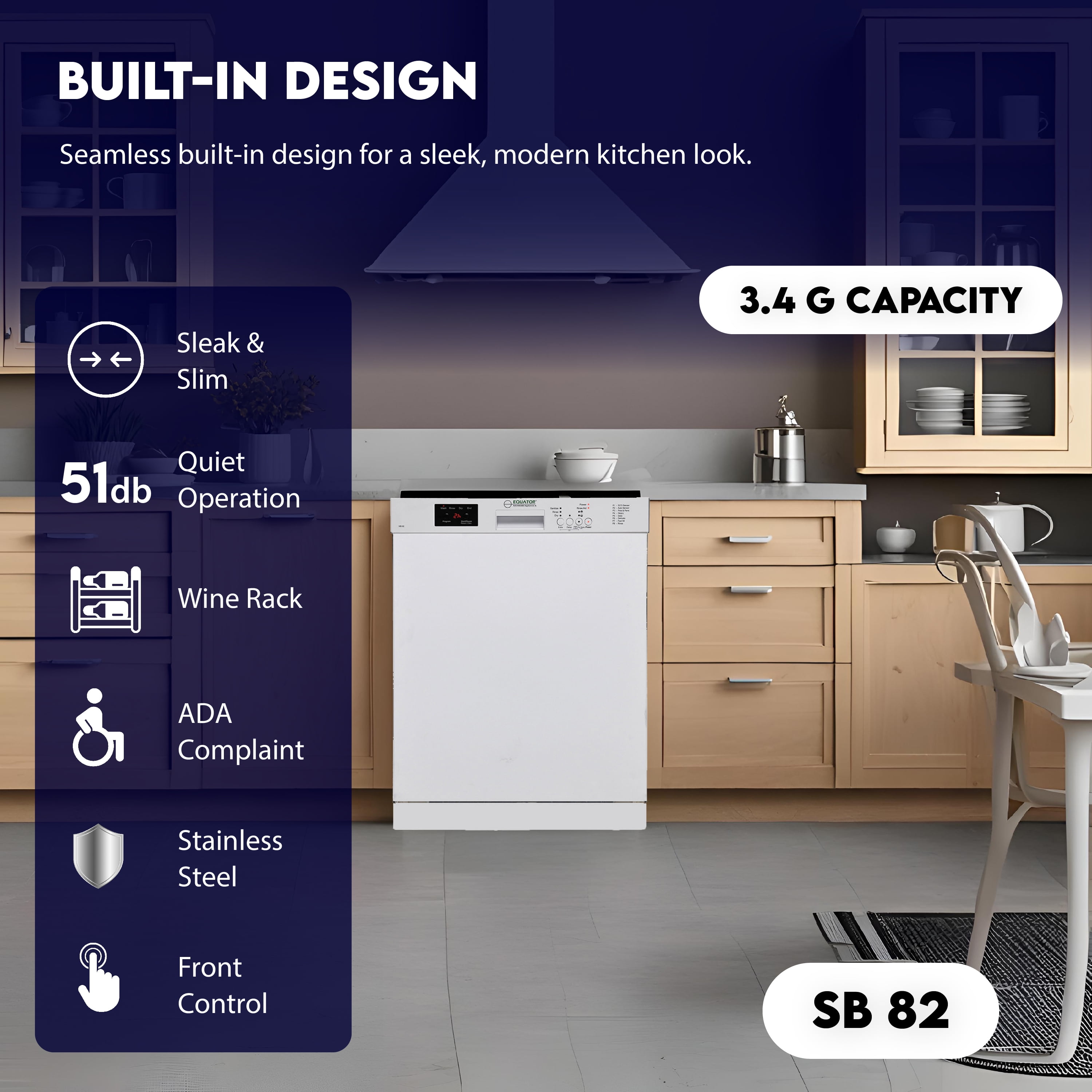 Equator Europe 24" Built in 14 place Dishwasher in White