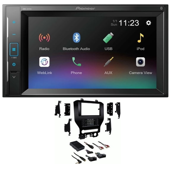 Pioneer Double DIN Bluetooth Car Stereo Upgrade for 2015-2022 Ford Mustang In-Dash Car Stereo (dmh241ex), and Dash Kit, with 6 Speaker Audio System; with 4.2" Screen