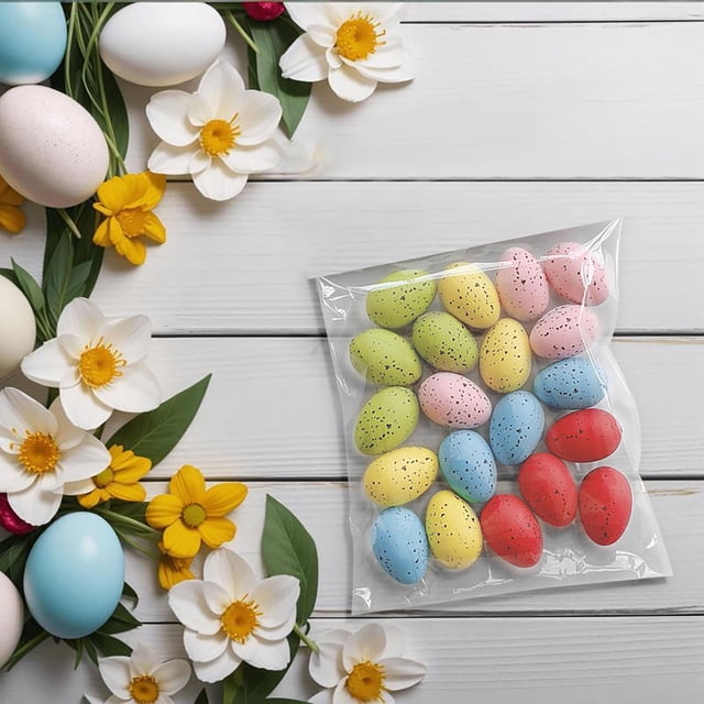 Huevos de Pascua, mini huevos de paloma, decoración de corona DIY, huevos de Pascua con lunares