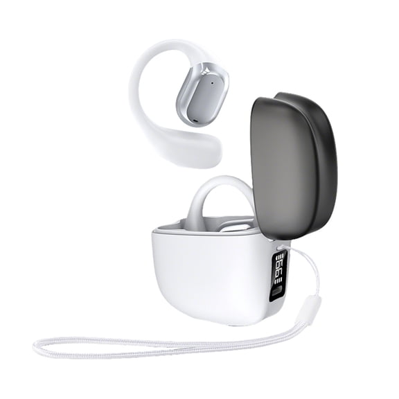 Eliaeconx Open Ear Bluetooth Headset, Hanging Ear Sports Headphone, Long Battery Life Wireless for Running, Gym Workouts, Phone Calls, White